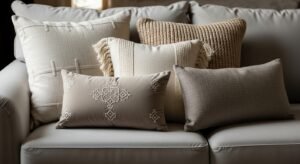 Textured throw pillows adding comfort and style