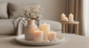 Candles styled for a warm and relaxing atmosphere