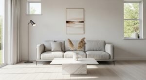 Decluttered surfaces with intentional minimal decor