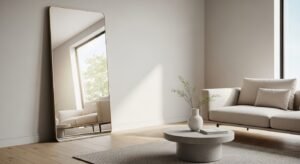 Oversized mirror adding depth and light to a room