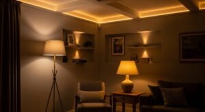 Soft ambient lighting creating a cozy room atmosphere