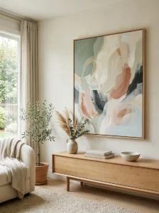 Abstract wall art with soft tones