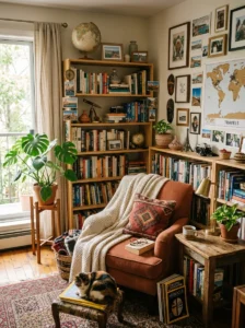 Personal decor items adding character to apartment