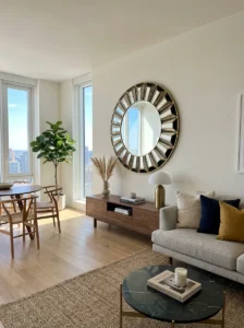 Decorative mirror enhancing apartment space