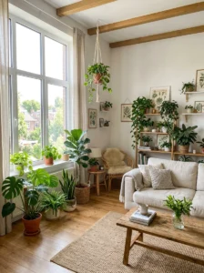 Cozy reading corner in apartment