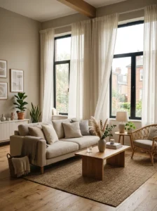 Curtains softening apartment interior