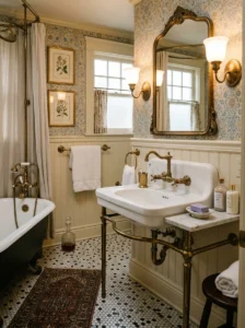 Vintage bathroom fixtures adding classic charm