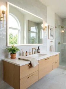 Large mirror making bathroom feel spacious