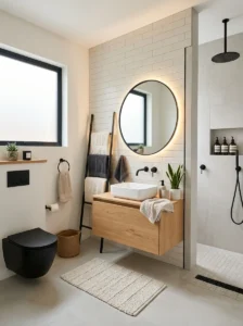 Minimal decor creating clean modern bathroom