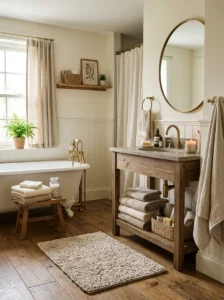 Soft bathroom textiles adding comfort and warmth