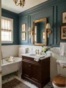 Bathroom with classic wall paneling design