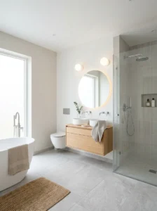 Neutral color bathroom with calm modern style