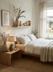 Minimal decor with organic shapes in bedroom