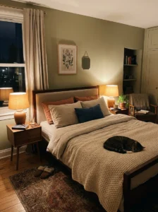 Warm lighting making bedroom feel calm and relaxing