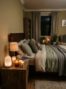 Soft headboard adding comfort to bedroom