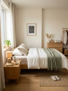 Minimal meaningful decor in bedroom