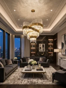 Statement lighting luxury living room