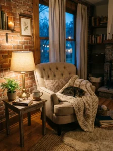 Wooden accents adding warmth to apartment