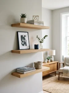 Floating shelves with decor items