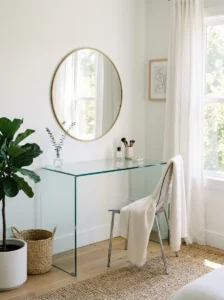 Glass vanity creating an airy and open feel
