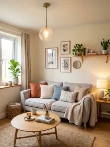 Soft lighting corner creating cozy feel