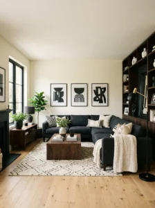 Dark accent furniture creating contrast