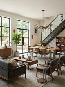 Wood and metal elements in home decor