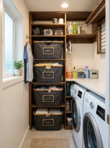 Laundry basket organization small space