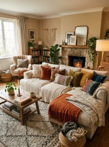 Mix of vintage and modern furniture in eclectic home