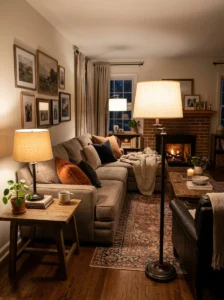 Layered lighting creating soft ambiance