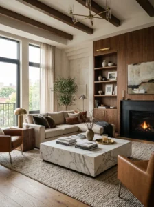 Luxury materials living room design