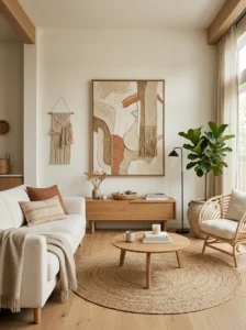 Textured wall art adding depth to decor