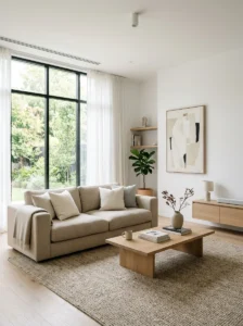 Neutral color living room interior design