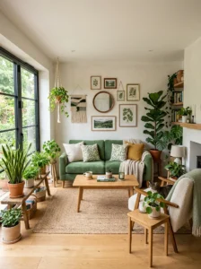 Indoor plants living room design