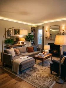 Layered lighting living room