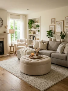 Upholstered ottoman adding comfort and function