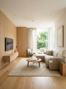 Hidden storage keeping living room clean