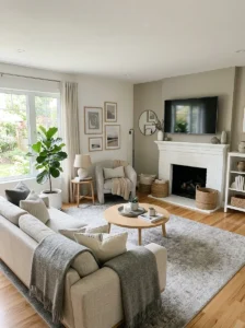 Minimalist color palette in living room