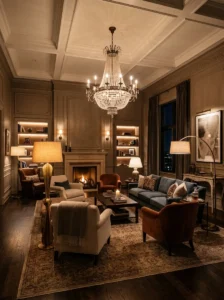 Layered lighting luxury living room