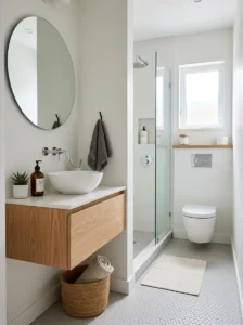 Minimal decor in tiny bathroom