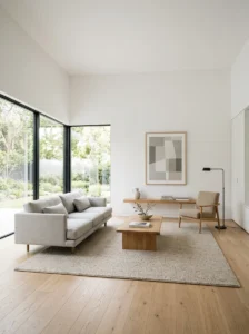 Open space layout in minimalist home
