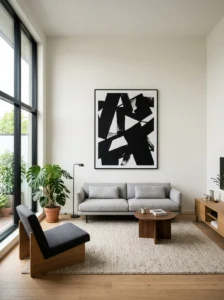 Minimalist room with one statement decor piece