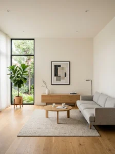 Minimal wall decor in simple living room