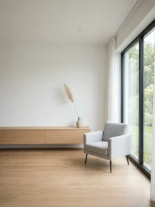 Decluttered surfaces in minimalist home