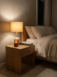Minimal nightstand setup for calm bedroom