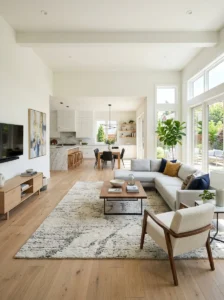 contemporary living room with open layout and clean lines