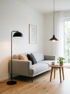 Minimal lighting fixtures in modern home