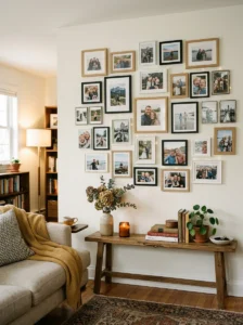 Personal photo wall adding character to space