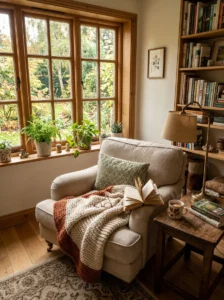 Cozy reading corner in home