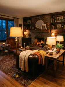 Layered lighting creating cozy interior